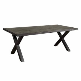 MASA DE DINING XARA - LEMN DE SALCAM / METAL - NEGRU - 240(L) X 78(H) X 100(L) CM