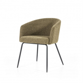 SCAUN ASTRID - METAL / LEMN / TESATURA 100% POLIESTER - VERDE ARMY BOUCLÉ - 60(L) x 76.5(h) x 60(l) - Img 1