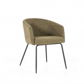 SCAUN ASTRID - METAL / LEMN / TESATURA 100% POLIESTER - VERDE ARMY BOUCLÉ - 60(L) x 76.5(h) x 60(l) - Img 3
