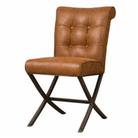 SCAUN BEARCELONA CHEROKEE - METAL / MATERIAL - NEGRU / CONIAC - 65(L) X 87(H) X 46(L)
