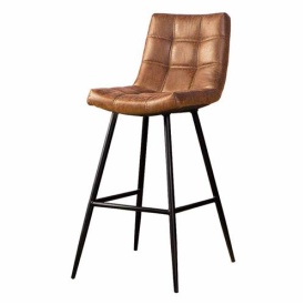 SCAUN DE BAR NAVARRA - METAL / MATERIAL / PLASTIC - NEGRU / CONIAC - 55(L) X 105(H) X 41(L)