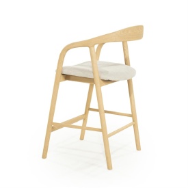 SCAUN DE BAR RAYVEN - LEMN DE FRASIN SI TESATURA - NATURAL - 55(L) x 60(l) x 94(h) cm - Img 5