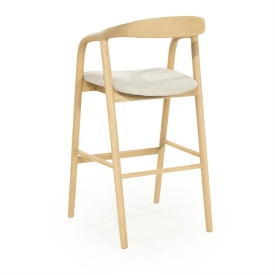 SCAUN DE BAR RAYVEN - LEMN DE FRASIN SI TESATURA - NATURAL - 55(L) x 62.5(l) x 104(h) cm - Img 5