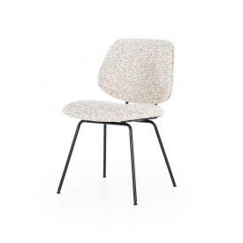 SCAUN JON MAYWOOD - METAL / LEMN / TESATURA 100% POLIESTER - ALB CU PICATELE - 49.5(L) x 82(h) x 58(l)