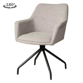 SCAUN PIVOTANT ORTANA - METAL / MATERIAL - NEGRU / ALB - 61(L) X 83.5(H) X 60.5(L)
