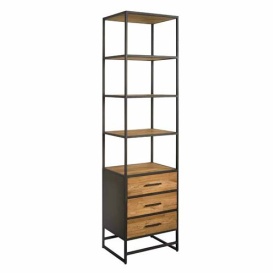 BIBLIOTECA FELINO - LEMN DE TEC RECICLAT / METAL - NATURAL / NEGRU - 60(L) x 220(h) x 45(l) - Img 1