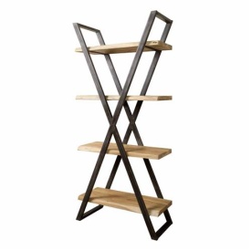 BIBLIOTECA XABIA - LEMN DE SALCAM [FSC] / METAL - NATURAL / NEGRU - 90(L) x 200(h) x 40(l)