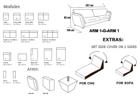 CANAPEA MODULARA BROOKLIN - (Z+D+G+ARM01) - 316(L) x 83(h) x254(l) cm - Img 8