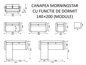 CANAPEA MORNINGSTAR CU FUNCTIE DE DORMIT 140×200 - 182(L) x 95(h) x 102(l) - Img 5
