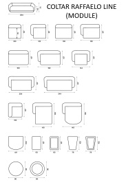 COLTAR CITYWIDE LINE (ROUND CH.L + 2S + TRAP.PADDED LOW TABLE + ROUND CHAISE LONGUE) - 409(L) x 73(h) x 150(l) - Img 6