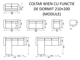 COLTAR WIEN CU FUNCTIE DE DORMIT 210×200 - 246(L) x 84(h) x 200(l) - Img 5