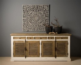 COMODA AMANDA - LEMN DE PIN RECICLAT - ALB /MARO - 200(L) x 90(h) x 50(l) - Img 2