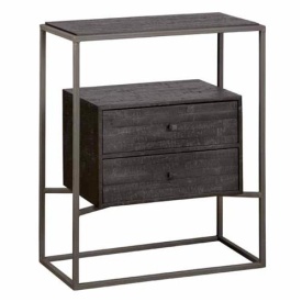 COMODA CASCIA HALL - LEMN DE TEC RECICLAT / METAL - NEGRU - 60(L) x 75(h) x 35(l)