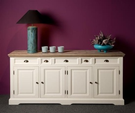 COMODA FLEUR - LEMN DE PIN [FSC] / METAL - ALB / MARO - 200(L) x 90(h) x 50(l) - Img 2
