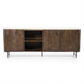 COMODA LIO CU 3 USI - DIN LEMN DE MANGO SI TRAVERTIN - MARO - 200(L) x 75(h) x 41(l)
