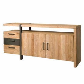 COMODA LUCCA - LEMN DE TEC RECICLAT / METAL - NATURAL - 185(L) x 90(h) x 50(l) - Img 1