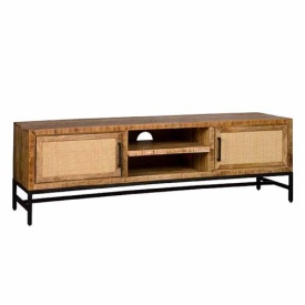 COMODA TV BRESSO - LEMN / METAL - NEGRU / MARO NATURAL - 160(L) X 50(H) X 40(L) CM