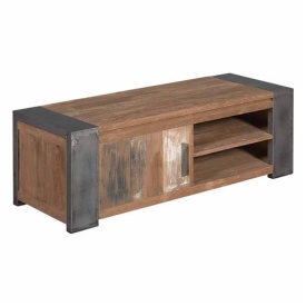 COMODA TV NAPOLI - LEMN DE TEC / METAL - MARO / ANTRACIT - 140(L) X 45(H) X 50(L) CM