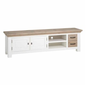 COMODA TV PARMA - LEMN DE STEJAR [FSC] / FURNIR / METAL - ALB / MARO - 190(L) X 55(H) X 40(L) CM