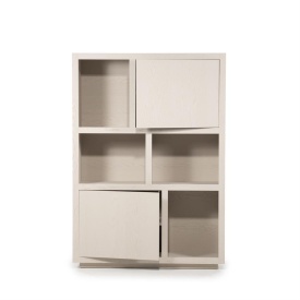 DULAP HELSINKI - LEMN SI FURNIR DE STEJAR - TAUPE - 120(L) x 42(l) x 170(h) cm - Img 2