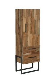 DULAP POTENZA STANGA - LEMN DE TEC RECICLAT / METAL - NEGRU / MARO NATURAL - 66(L) x 190(h) x 45(l)