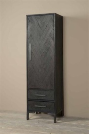 DULAP ZIANO STANGA - LEMN DE FURNIR SI STEJAR / METAL - NEGRU - 55(L) x 190(h) x 45(l) - Img 2