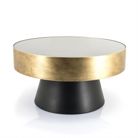 MASA DE CAFEA BUNGA MARE - METAL - NEGRU / GOLD - Ø75 x 40(h)