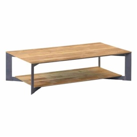MASA DE CAFEA PANDORA - LEMN DE TEC RECUPERAT / METAL - NEGRU / MARO NATURAL - 135(L) X 35(H) X 75(L) CM
