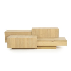 MASA DE CAFEA QUINTEN DREPTUNGHIULARA - STEJAR - NATURAL - 140(L) x 75(l) x 40(h) cm