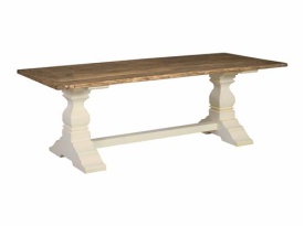MASA DE DINING AMANDA - LEMN DE PIN RECUPERAT - ALB / MARO NATURAL - 240(L) X 78(H) X 100(L) CM