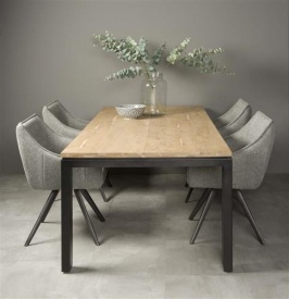 MASA DE DINING LIDO - FURNIR DE STEJAR NATURAL / METAL - NEGRU / MARO NATURAL - 200(L) X 76(H) X 100(L) CM - Img 2