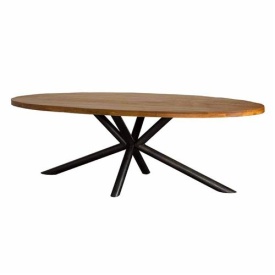 MASA DE DINING SELVA - LEMN DE MANGO / METAL - NEGRU / MARO NATURAL - 220(L) X 77(H) X 110(L) CM