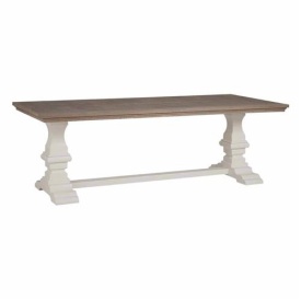 MASA DE DINING TOSCANA - LEMN DE STEJAR PERIAT - ALB / NATURAL - 220(L) X 78(H) X 100(L) CM