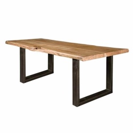 MASA DE DINING URBANIA - LEMN DE SALCAM / METAL - NEGRU / MARO NATURAL - 200(L) X 78(H) X 100(L) CM