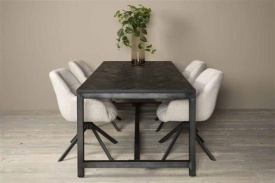 MASA DE DINING ZIANO - LEMN RECICLAT SI FURNIR DE STAJEAR - NEGRU - 240(L) X 76(H) X 100(L) CM - Img 2