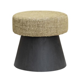 POUF OSSANA - METAL / LEMN / MATERIAL - NEGRU / BEJ - 50(L) X 50(H) X 50(L) - Img 1