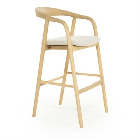 SCAUN DE BAR RAYVEN - LEMN DE FRASIN SI TESATURA - NATURAL - 55(L) x 62.5(l) x 104(h) cm - Img 10