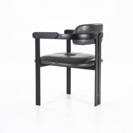 SCAUN MORRIS - PIELE /METAL - NEGRU - 60(L) x 78(h) x 57(l) - Img 4
