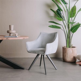 SCAUN PIVOTANT RIVIERA BREGO - METAL / MATERIAL - NEGRU / GRI DESCHIS - 62(L) X 88(H) X 60(L) - Img 2