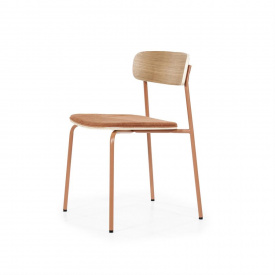 SCAUN SCHOOL - TESATURA / METAL / PLACAJ SI FURNIR DIN LEMN DE FRASIN [FSC] - TERACOTA - 47(L) x 77(h) x 49.5(l) - Img 2