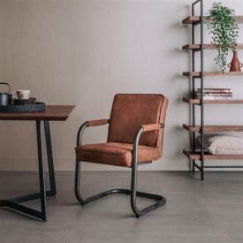 SCAUN VOLANTO BULL - METAL / MATERIAL - NEGRU / CONIAC - 67(L) X 87(H) X 56(L) - Img 2