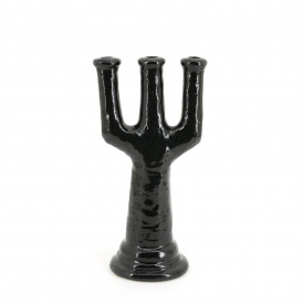 SUPORT LUMANARI BLIX MARE - CERAMICA - NEGRU - 18.4(L) x 38.5(h) x 14.3(l) - Img 1