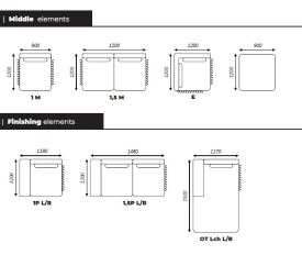 COLTAR MODULAR CORFU - (LCH + 1M + 1M + E + 1P) - 417(L) x 90(h) x 238(l) (cm) - Img 2