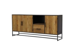 COMODA FELINO - LEMN DE TEC RECICLAT / METAL - NATURAL / NEGRU - 200(L) x 90(h) x 45(l) - Img 1