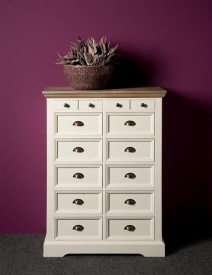 COMODA FLEUR - LEMN DE PIN [FSC] - ALB / MARO - 88(L) x 120(h) x 43(l) - Img 2