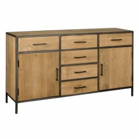COMODA LUNA - FURNIR DE STEJAR [FSC] / METAL - NEGRU / MARO NATURAL - 160(L) x 90(h) x 45(l)