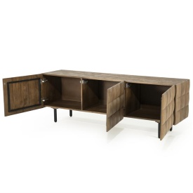 COMODA TV FELIX - LEMN DE MANGO SI FIER - MARO - 162(L) x 41.5(l) x 54(h) cm - Img 7