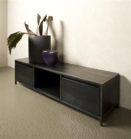 COMODA TV PADOVA - LEMN DE MANGO / METAL - NEGRU - 145(L) X 38(H) X 40(L) CM - Img 2