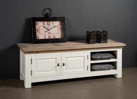 COMODA TV PAOLA SUSPENDAT - LEMN DE STEJAR [FSC] / FURNIR / METAL - ALB / MARO - 160(L) X 55(H) X 40(L) CM - Img 2