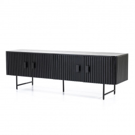 COMODA TV REMI CU 4 USI - DIN LEMN DE MANGO [FSC] SI METAL - NEGRU - 170(L) x 56(h) x 45(l) - Img 2